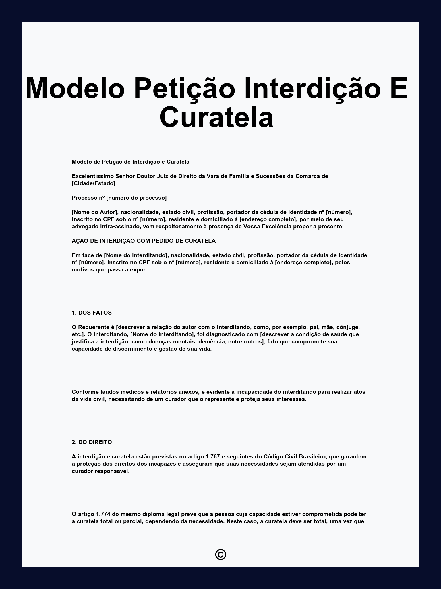 Modelo Petição Interdição E Curatela