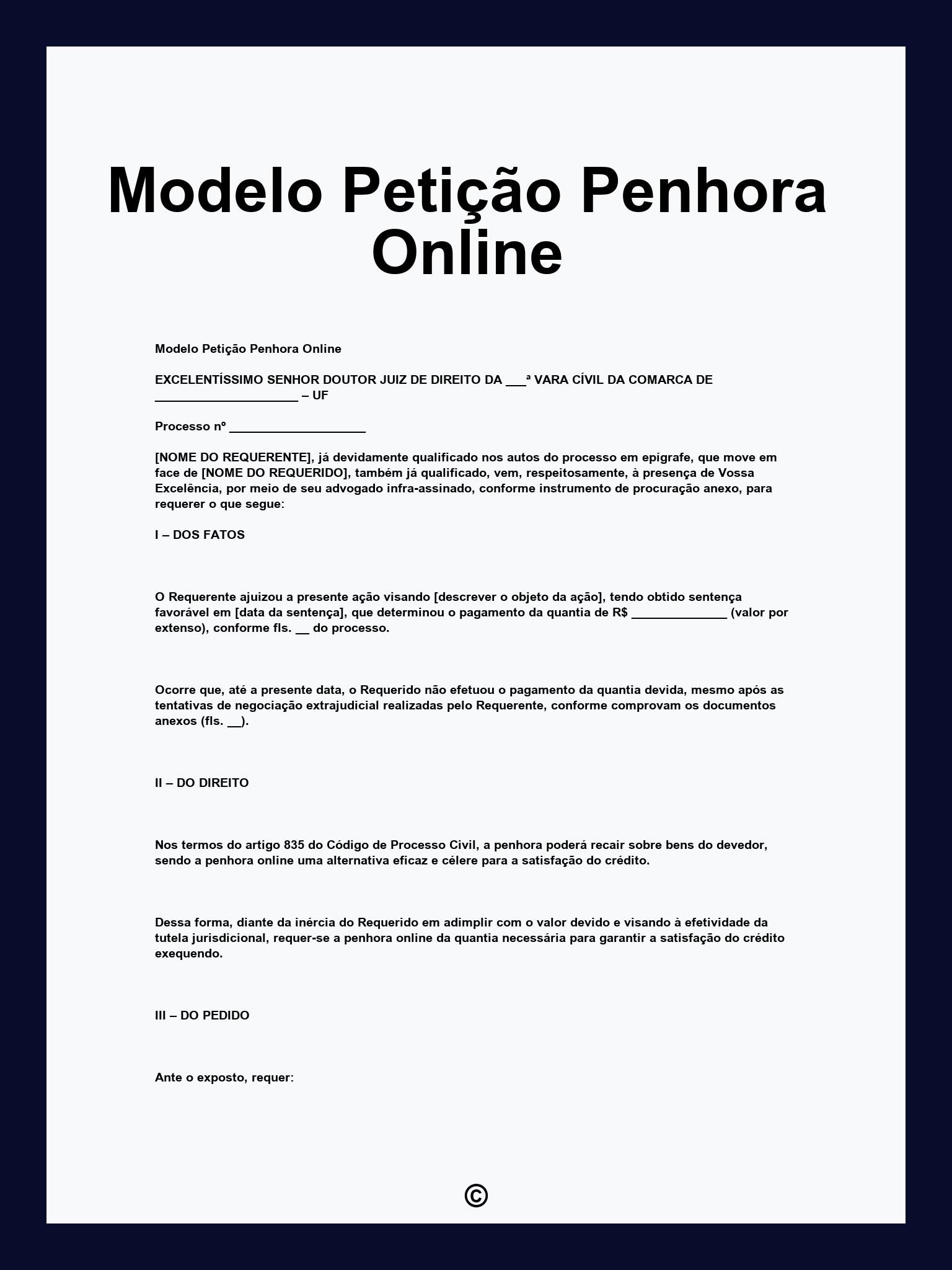 Modelo Petição Penhora Online