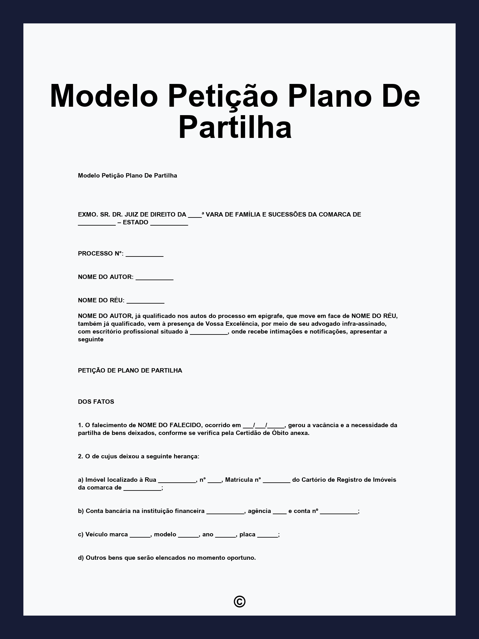 Modelo Petição Plano De Partilha