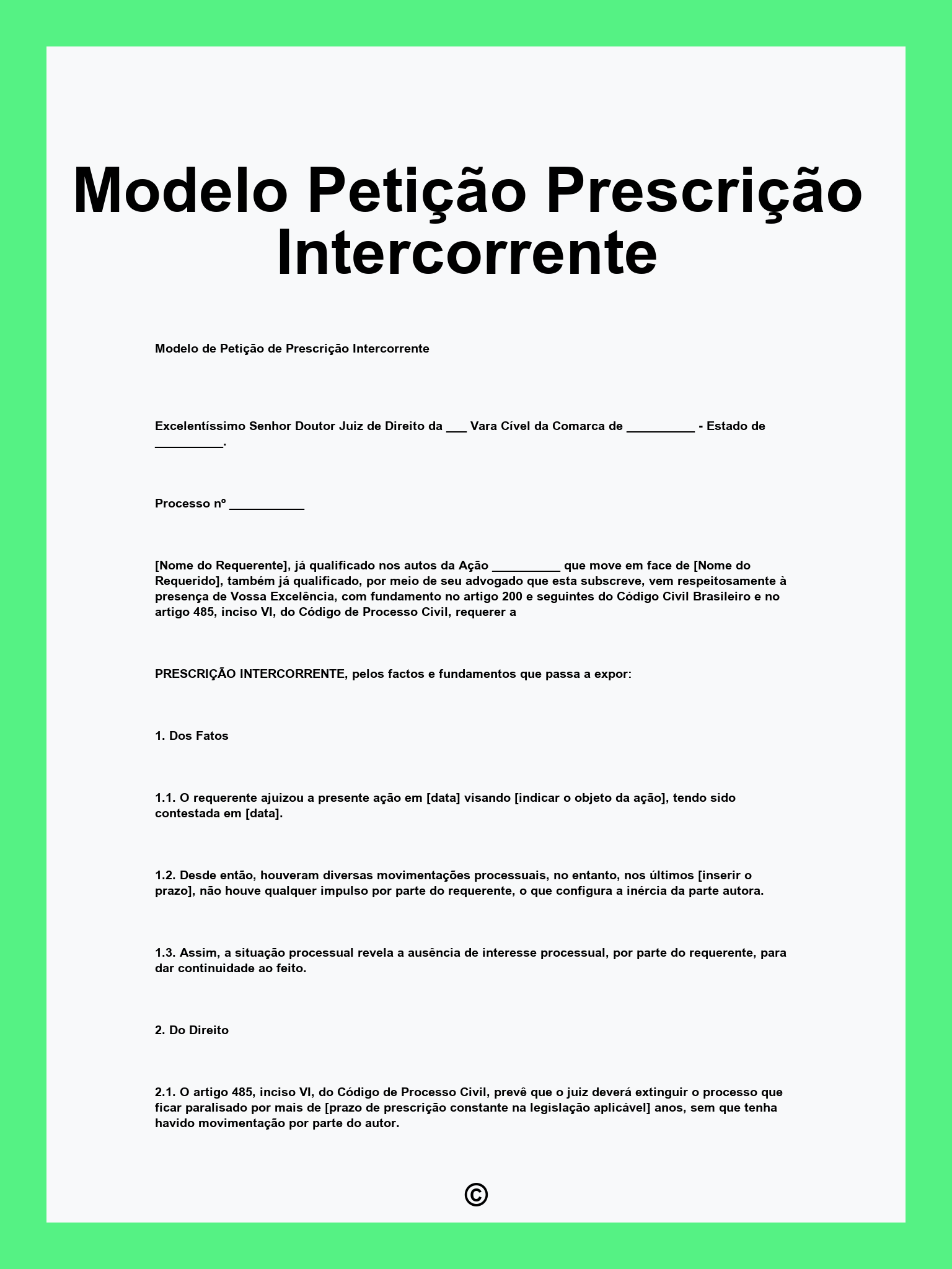 Modelo Petição Prescrição Intercorrente