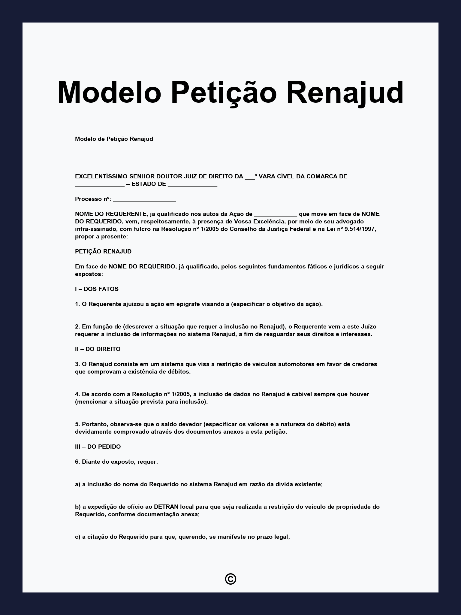 Modelo Petição Renajud
