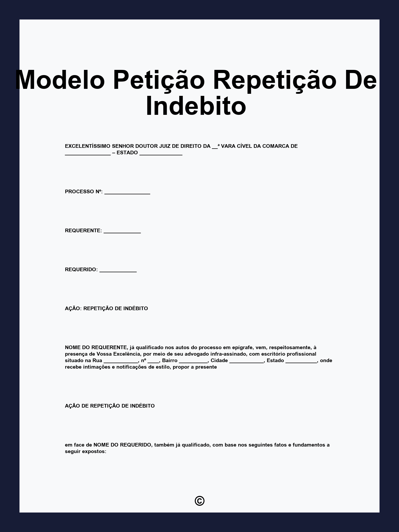 Modelo Petição Repetição De Indebito