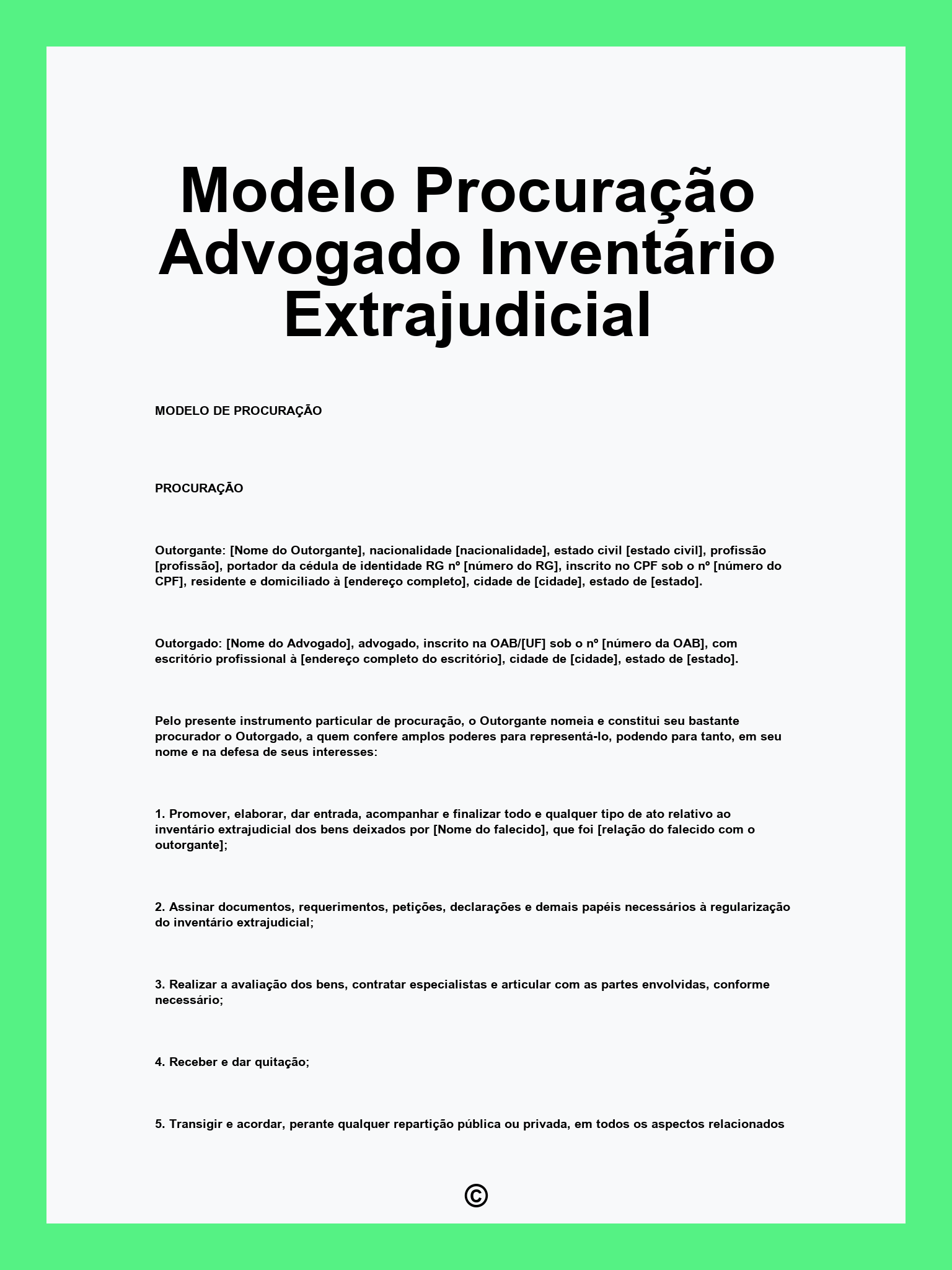 Modelo Procuração Advogado Inventário Extrajudicial