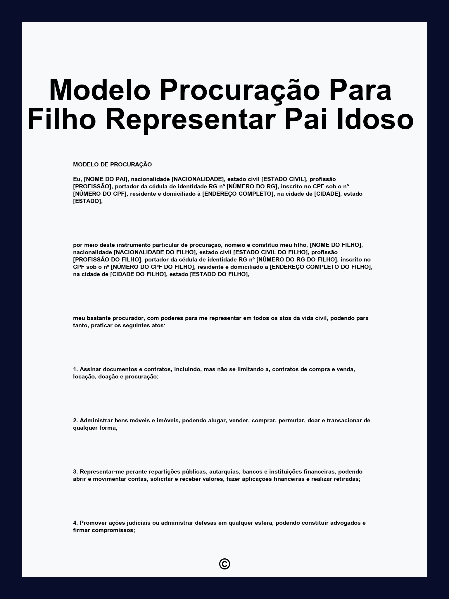 Modelo Procuração Para Filho Representar Pai Idoso