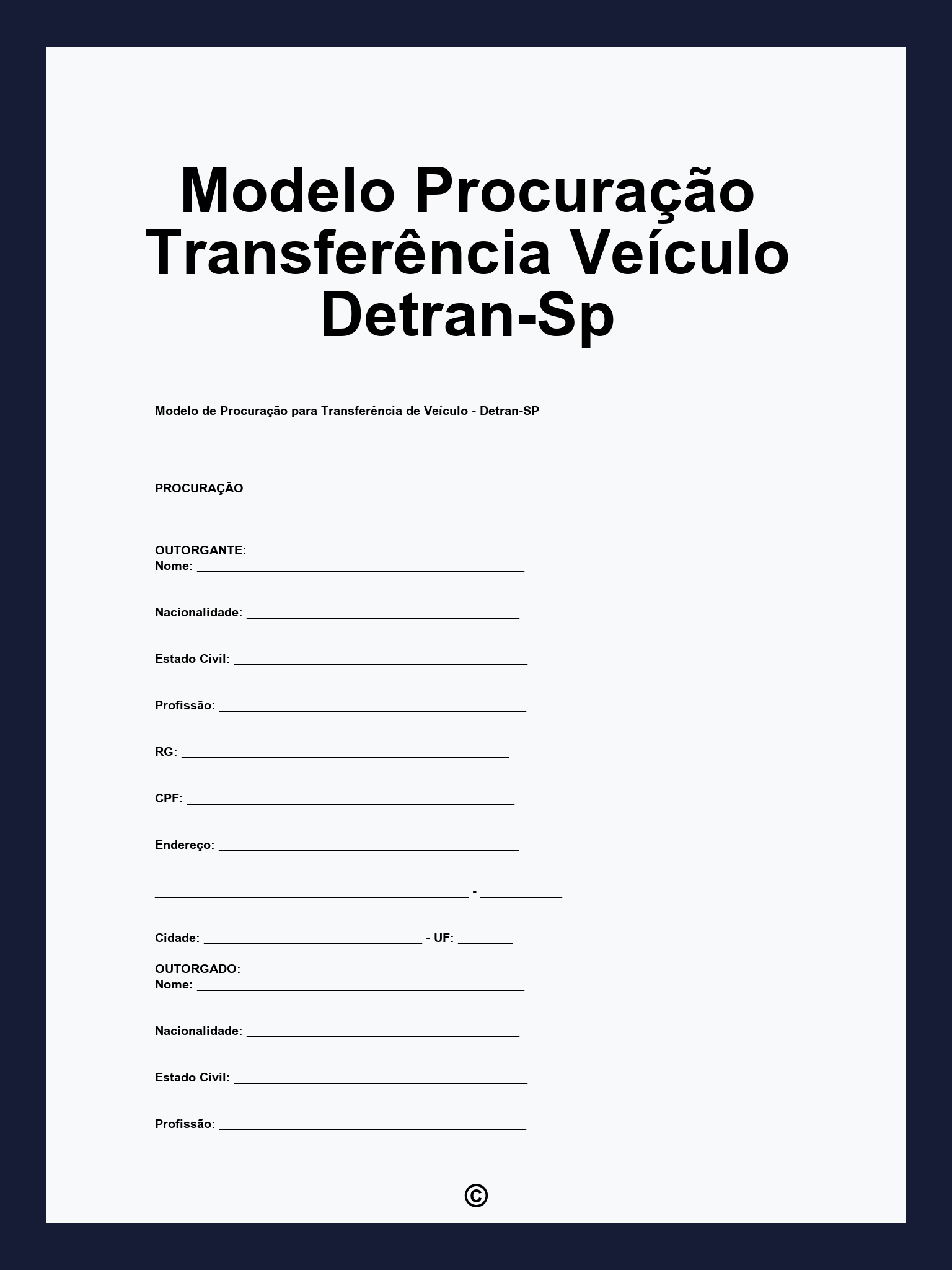 Modelo Procuração Transferência Veículo Detran-Sp