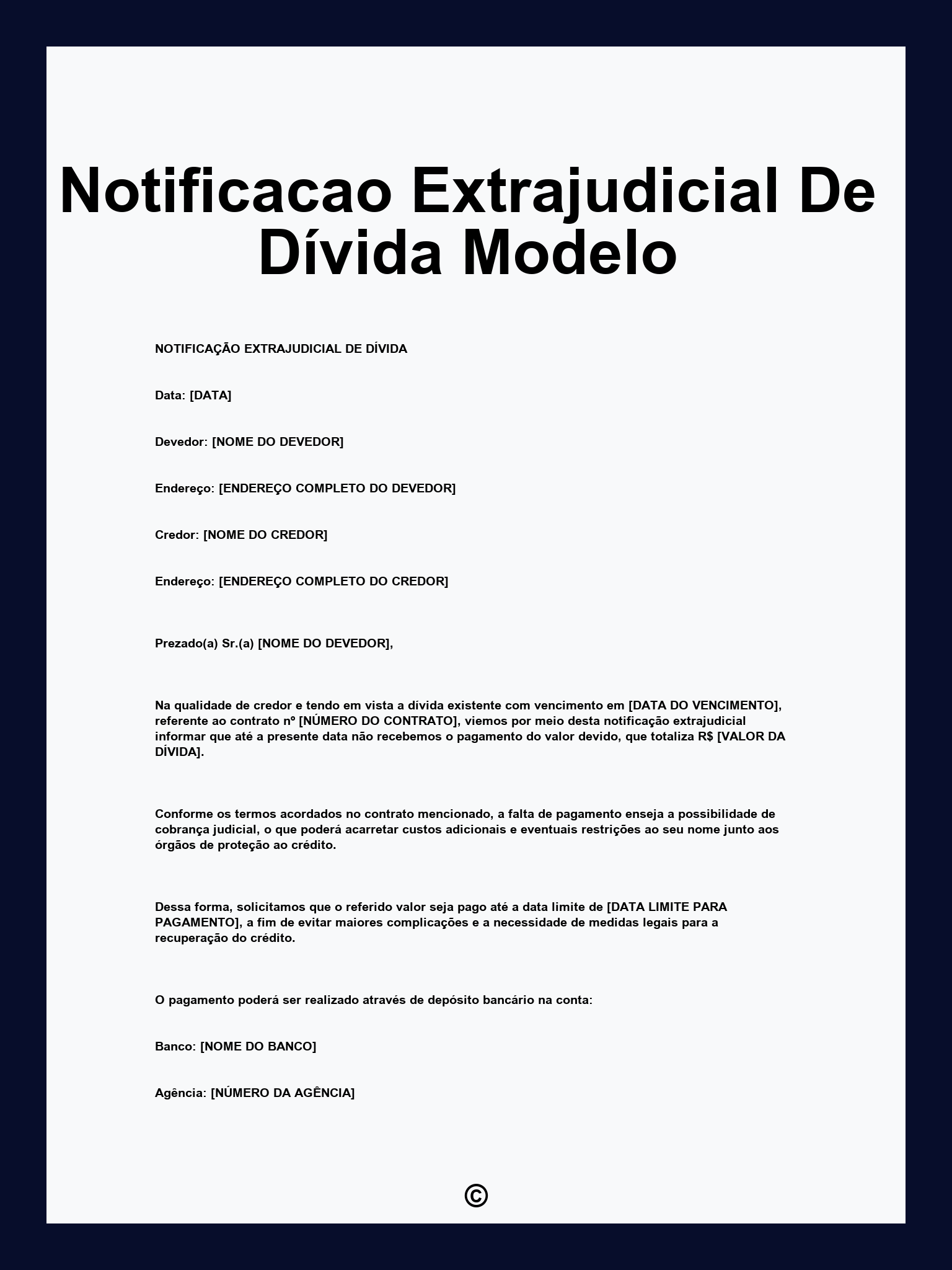 Notificacao Extrajudicial De Dívida Modelo