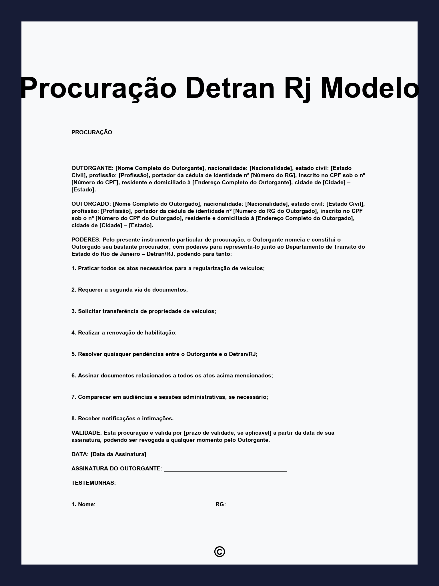 Procuração Detran Rj Modelo